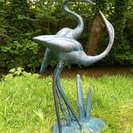 Love Cranes Bronzed Garden Sculpture