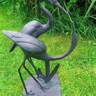 Love Cranes Bronzed Garden Statue Small