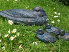 Duck and Ducklings Bronzed Garden Ornaments