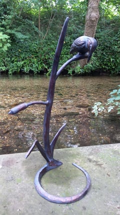 Kingfisher on Reeds Bronzed Garden Ornament