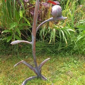 Kingfisher on Reeds Bronzed Garden Statue