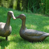 Pair of Ducks Bronzed Garden Ornaments