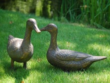 Pair of Ducks Bronzed Garden Ornaments