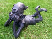 Relaxed Pixie Bronzed Garden Sculpture