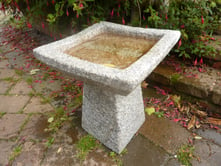 Square Grey Granite Bird Bath 