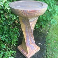 Twisted Column Rainbow Sandstone Bird Bath