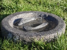 Black Limestone Koi Carp Birdbath