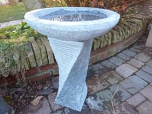 Dark Granite Twisted Column Birdbath