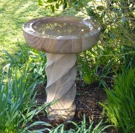 Twirling Column Rainbow Sandstone Birdbath