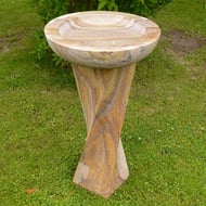 Twisted Column Rainbow Sandstone Bird Bath