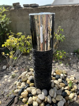 Slate Column with Stainless Steel Water Feature