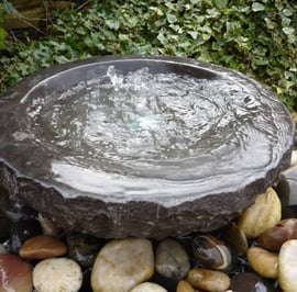 Small Babbling Bowl Black Limestone Water Feature