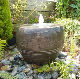 Black Limestone Planter Water Feature