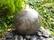 Black Polished Limestone Sphere Water Feature