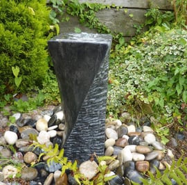 Twisted Column Black Limestone Water Feature