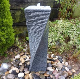 Twisted Column Grey Granite Water Feature