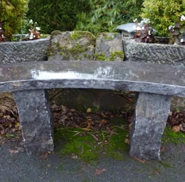 Curved Black Limestone Garden Bench