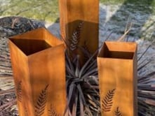 Set of Three Large Fern Steel Garden Columns