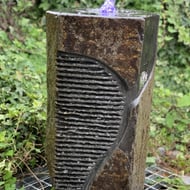 Chiselled Basalt Column Garden Fountain