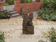 Rustic Post Pours Water Feature with LED