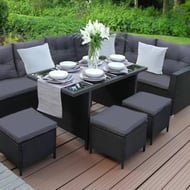 Radiant 9 Seat Rattan Corner Suite Black