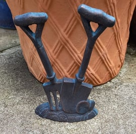 Cast Iron Spade and Fork Doorstop Ornament