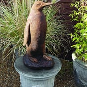 Giant Stone Penguin Statue in Umber