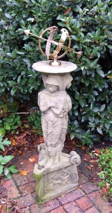 Medium Armillary on Egyptian Stone Garden Pedestal