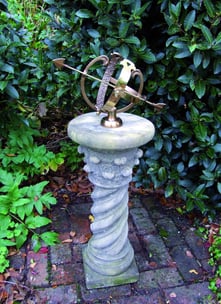 Medium Armillary on Roman Stone Garden Pedestal