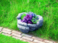 Cupped Hands Stone Garden Planter