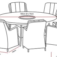 Lichfield Rapello 6 Seat Dining Set Set Dimensions