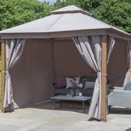 Garden Must Haves 3m Luxury Gazebo Taupe Curtains