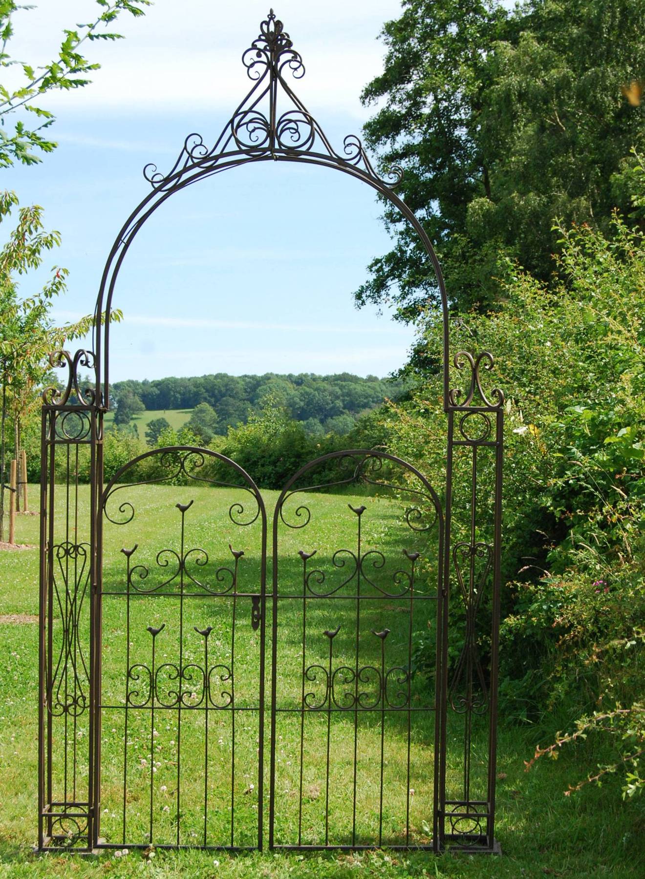 Woodland Metal Garden Arch With Gates Garden Ornamnents