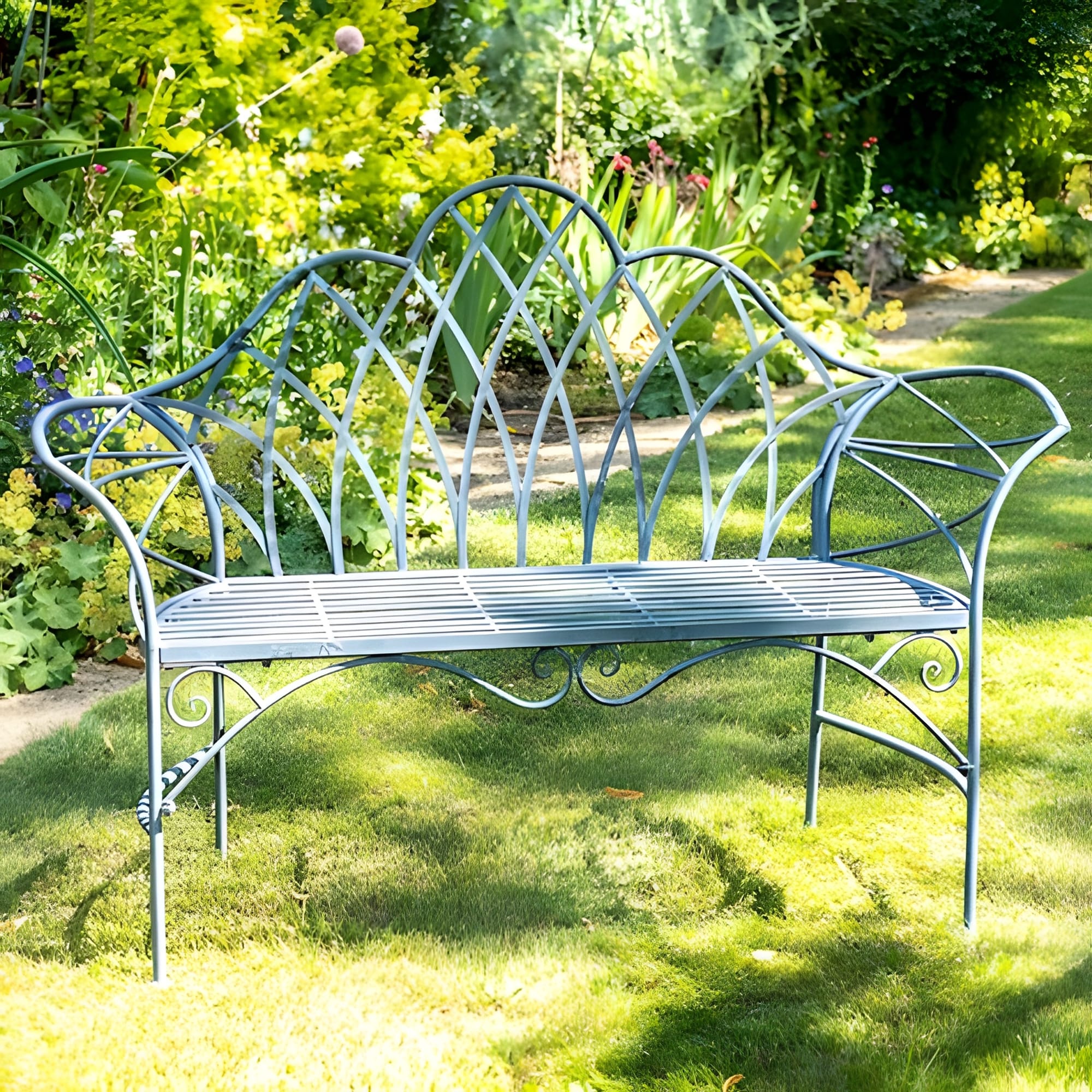 Mayfair Lead Grey Metal Garden Bench