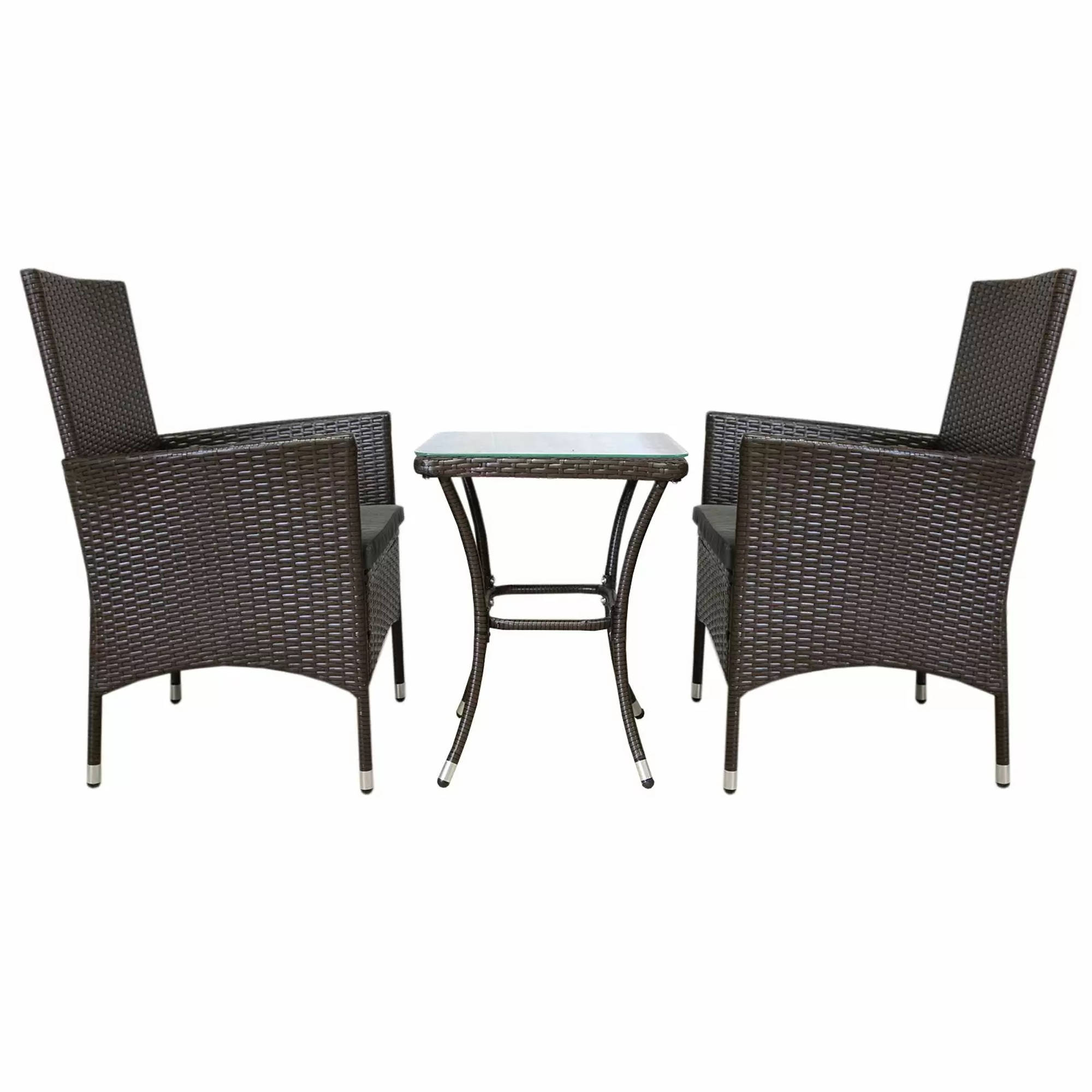 Radiant 3 Piece Rattan Bistro Set Brown