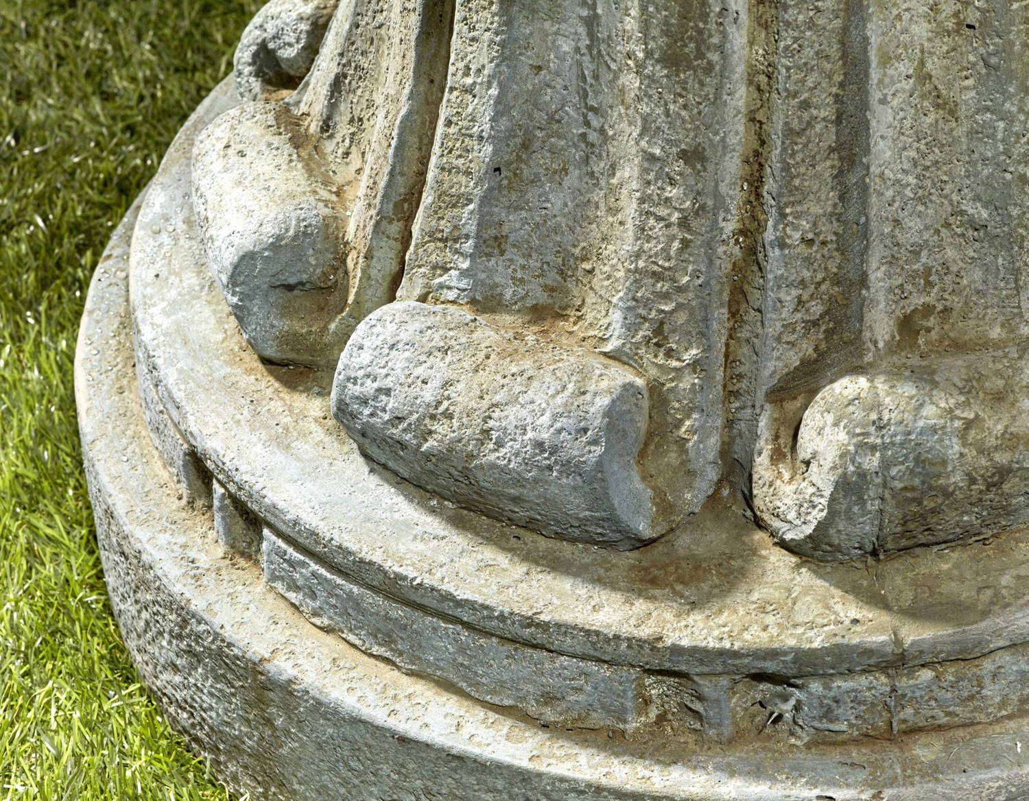 Lioness Stone Garden Fountain Base Detail