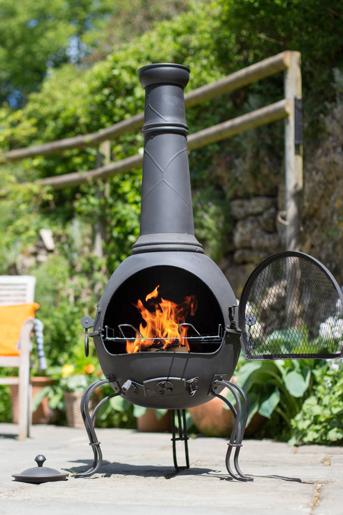 Extra Large Murcia Steel Chimenea with Grill and Cover