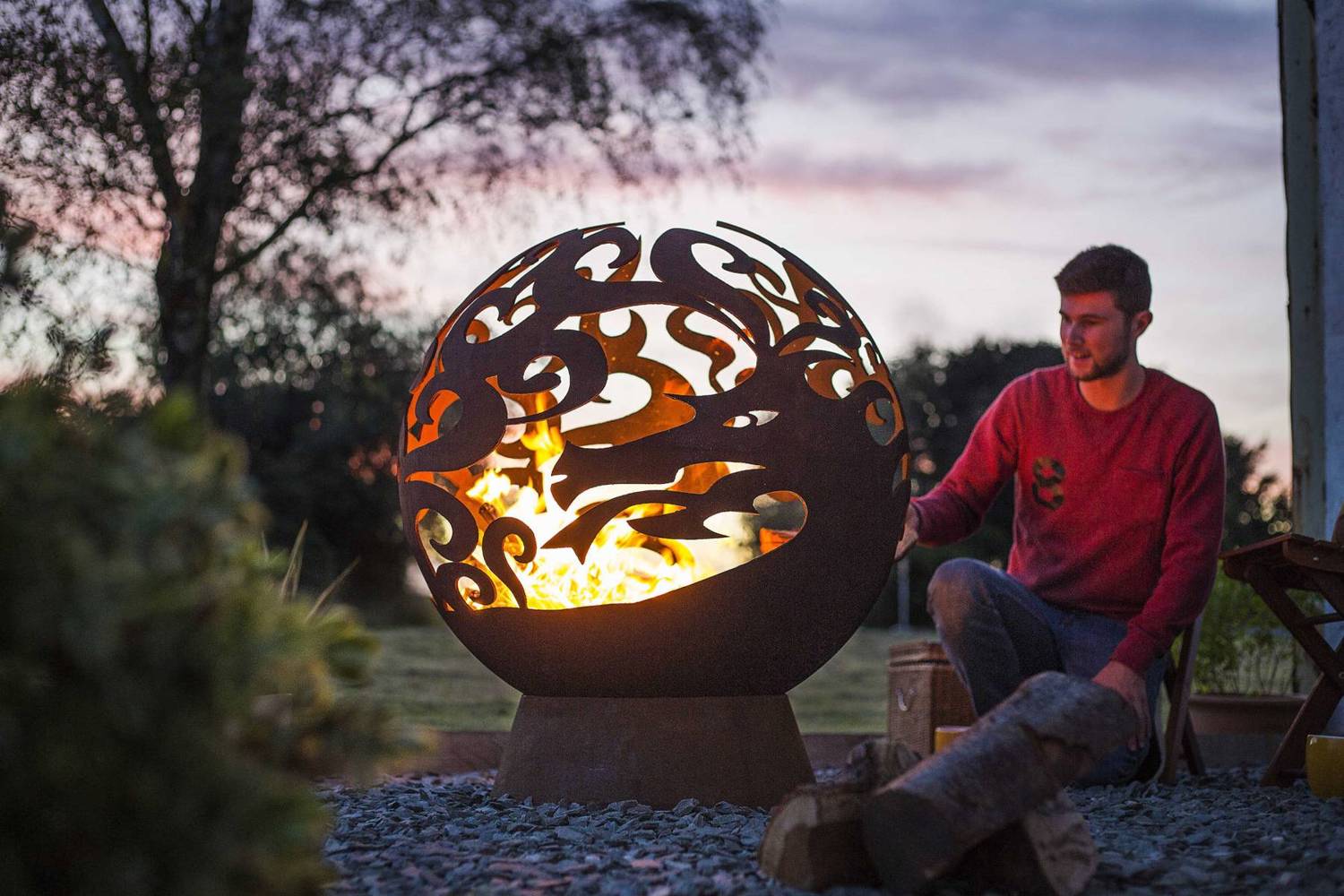 Dragon Steel Patio Fire Globe