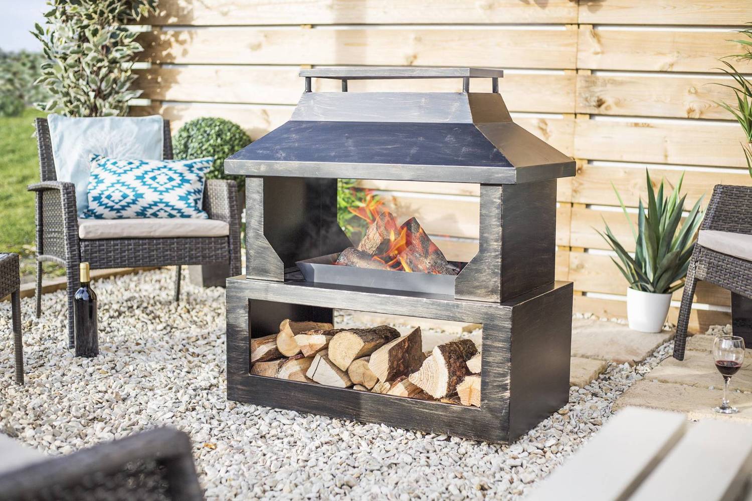 Stonehurst Steel Outdoor Fireplace Woodburder