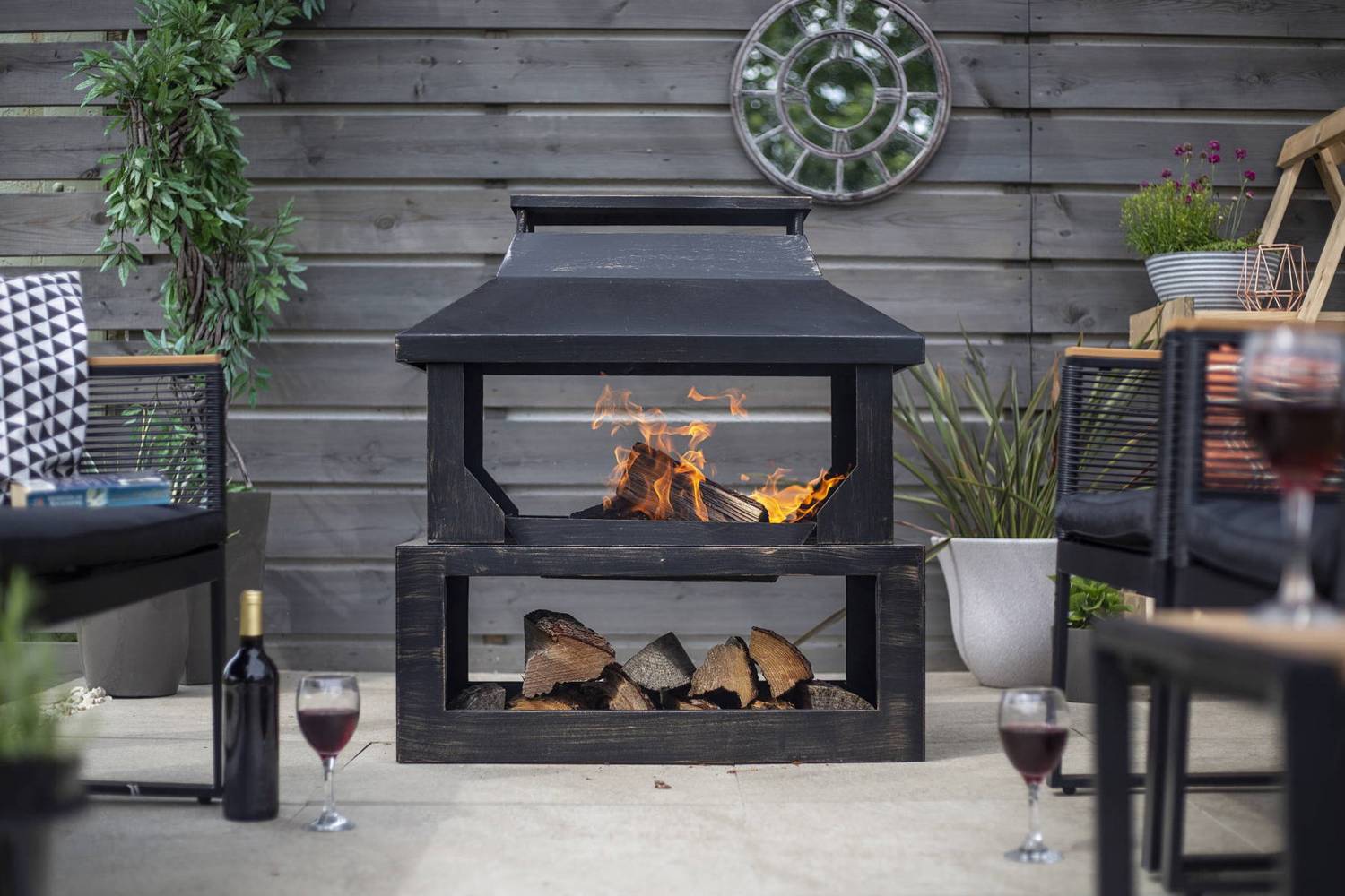 Stonehurst Steel Outdoor Patio Fireplace