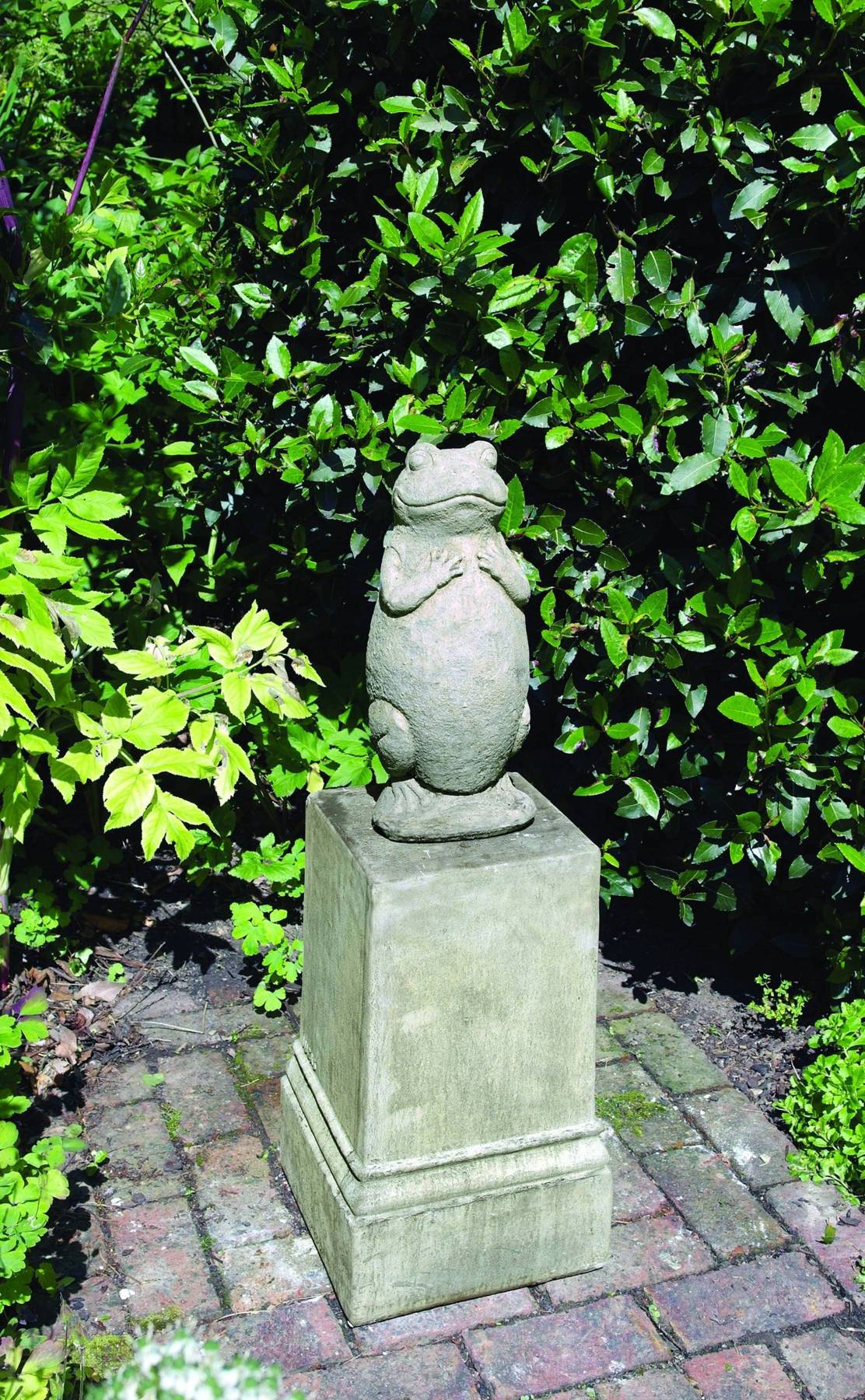 Upright Frog Statue on Plinth
