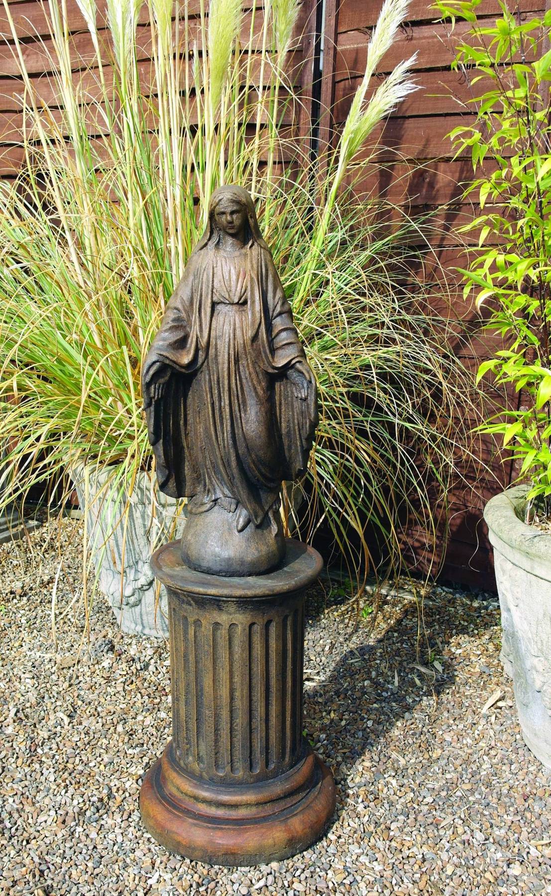 Virgin Mary Garden Statue in Umber