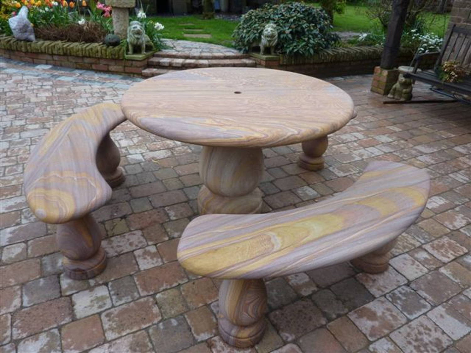 Cheltenham Rainbow Sandstone Garden Table and Bench Set