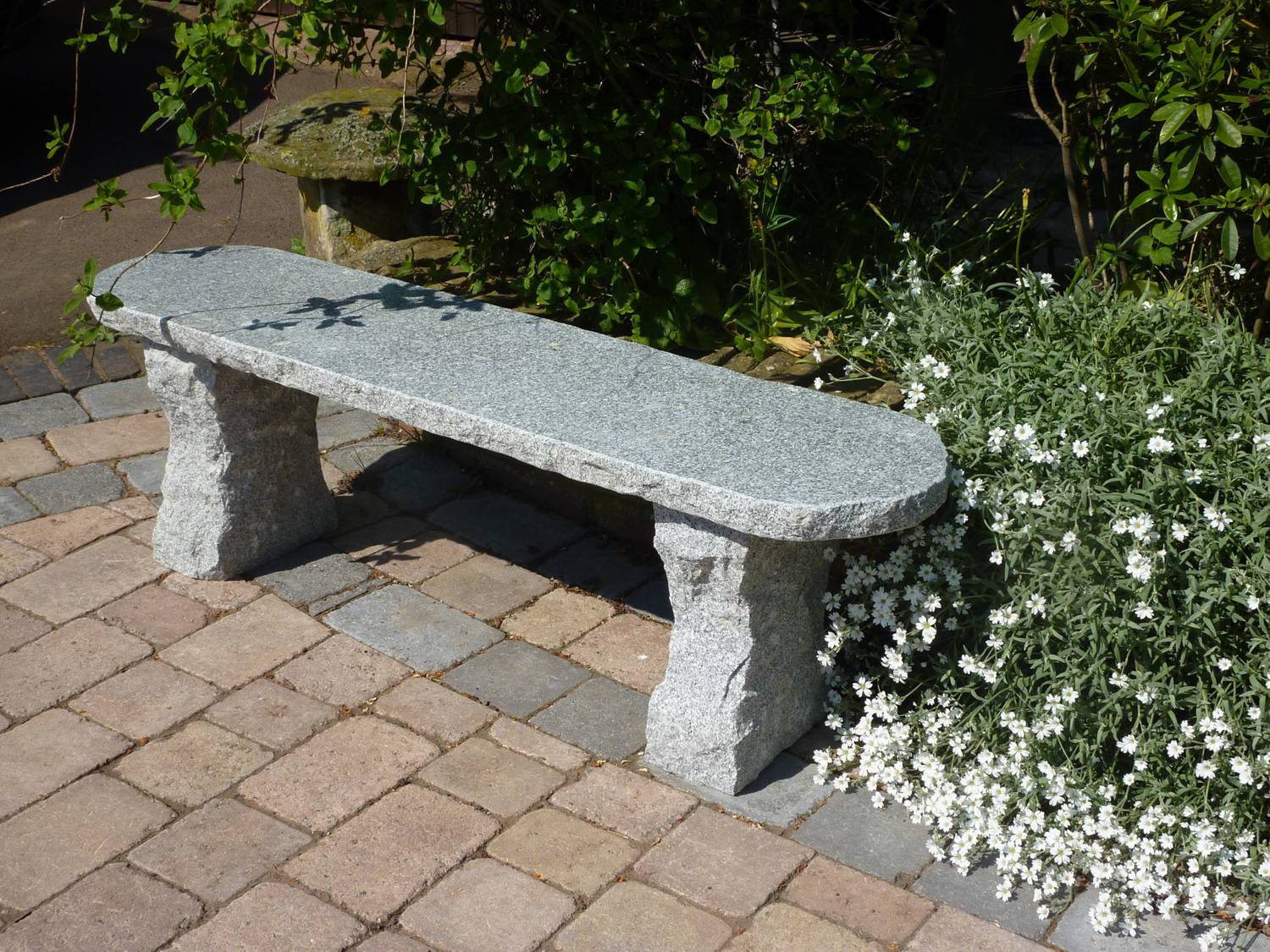 Rustic Grey Granite Garden Bench