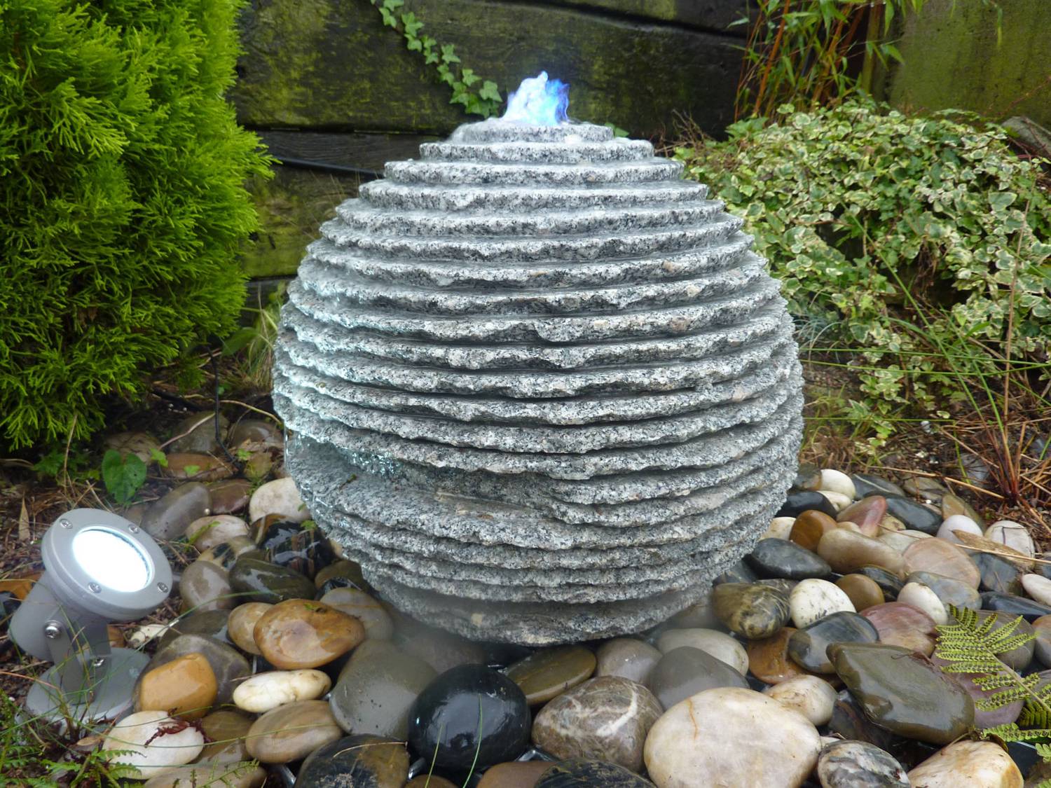 Small Rustic Sphere Grey Granite Sphere Water Feature