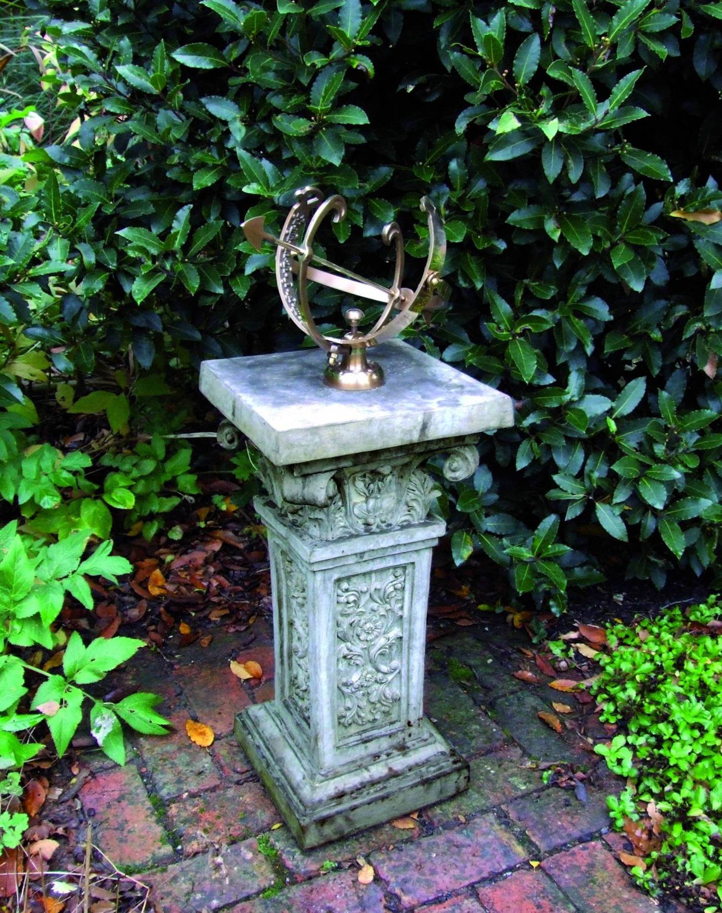 Medium Armillary on Rococo Stone Garden Pedestal