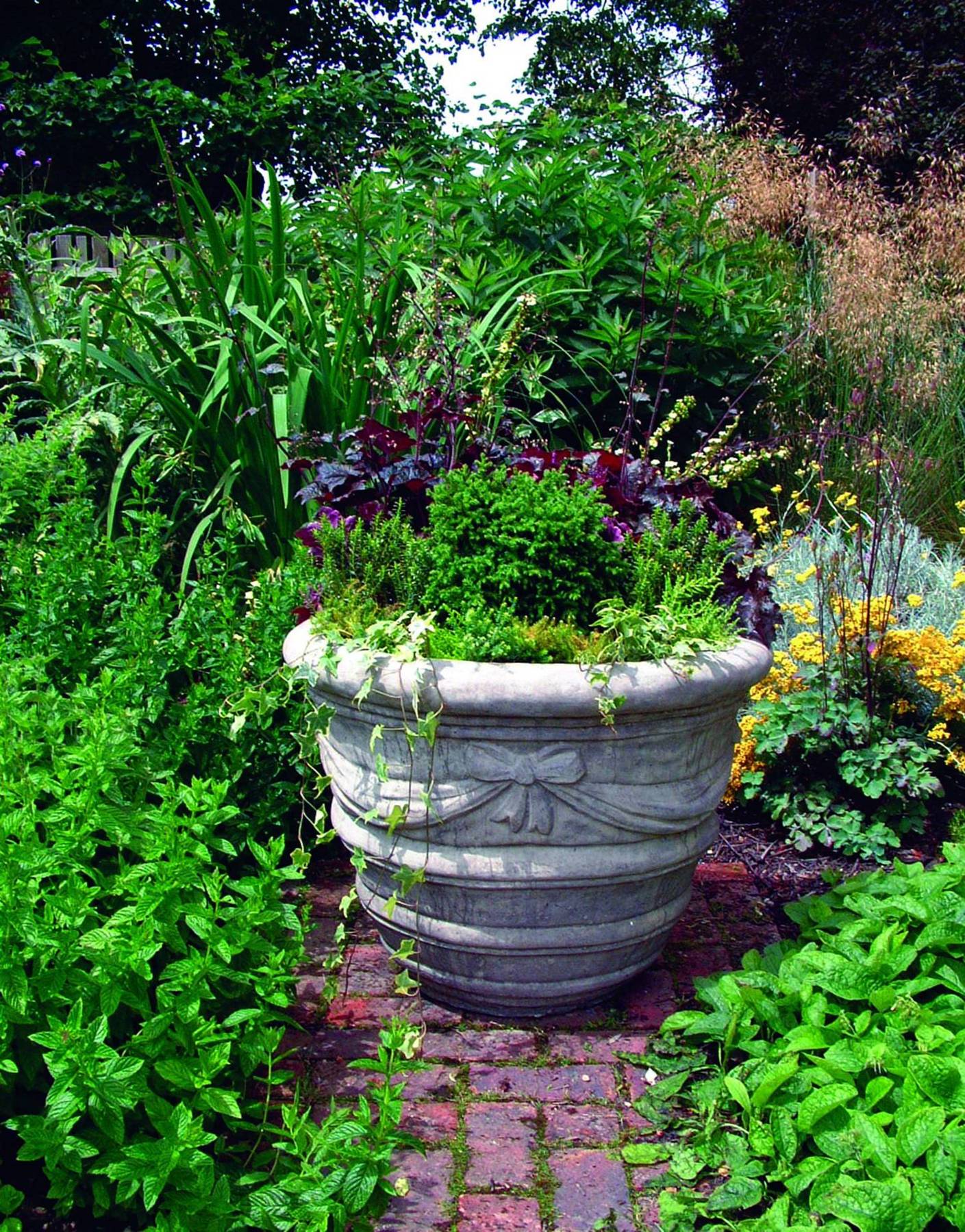 Large Draped Stone Garden Vase