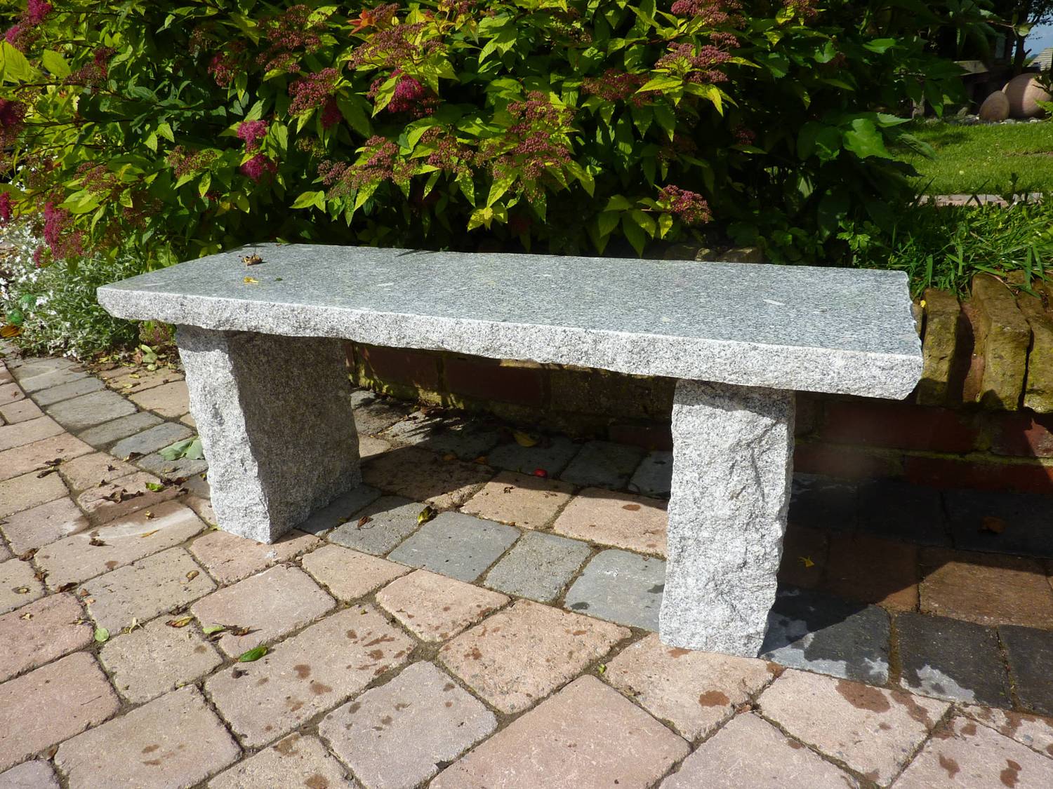 Rustic Straight Grey Granite Garden Bench