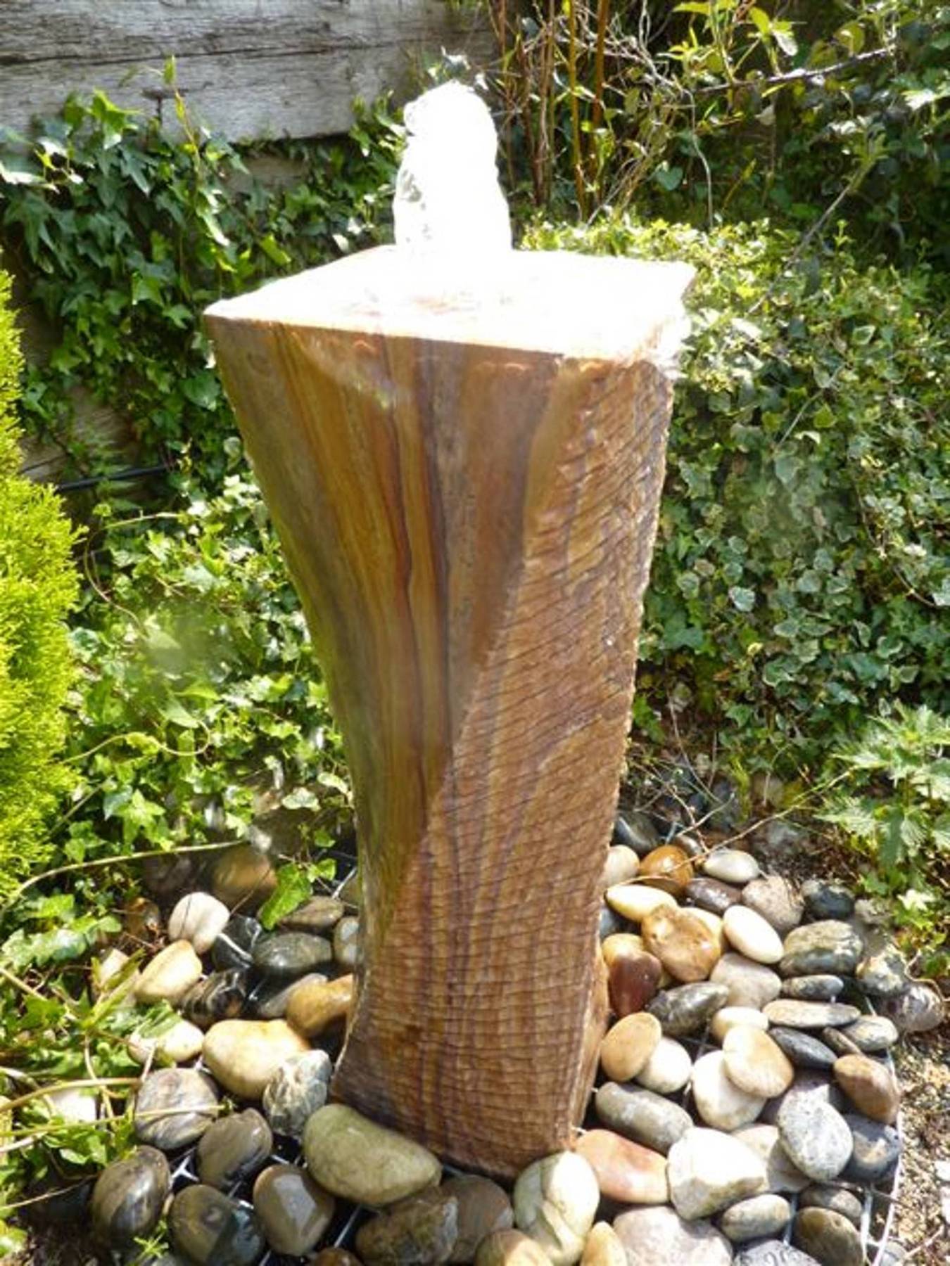 Large Twisting Column Rainbow Stone Water Feature