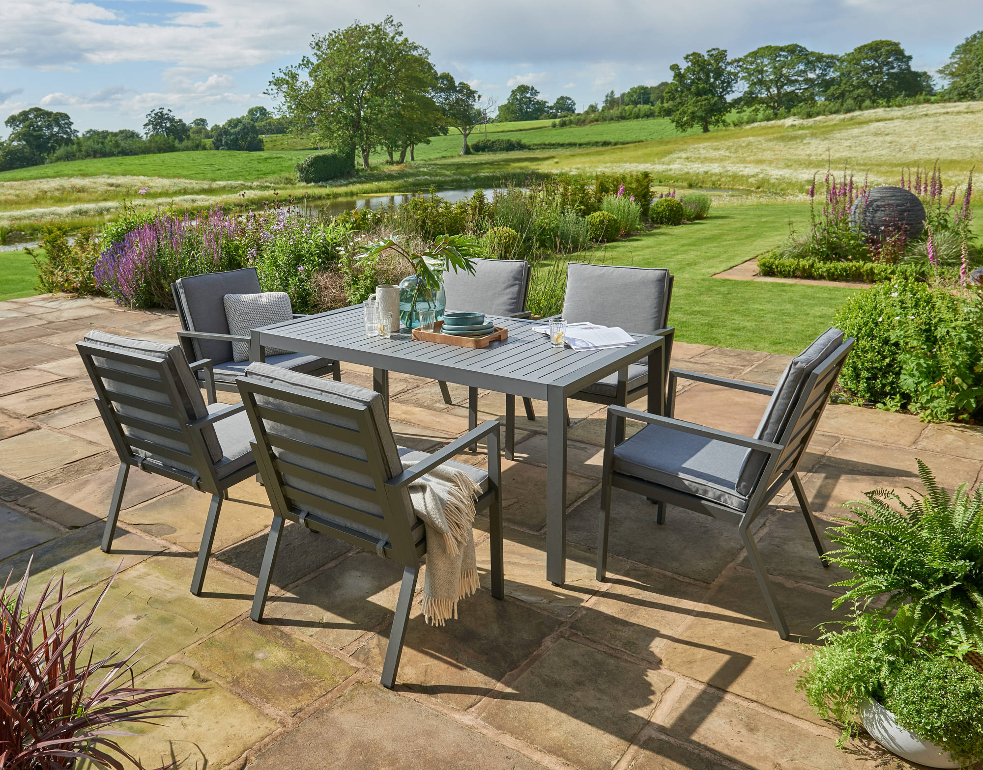 Handpicked Titchwell 6 Seat Outdoor Dining Set in Grey